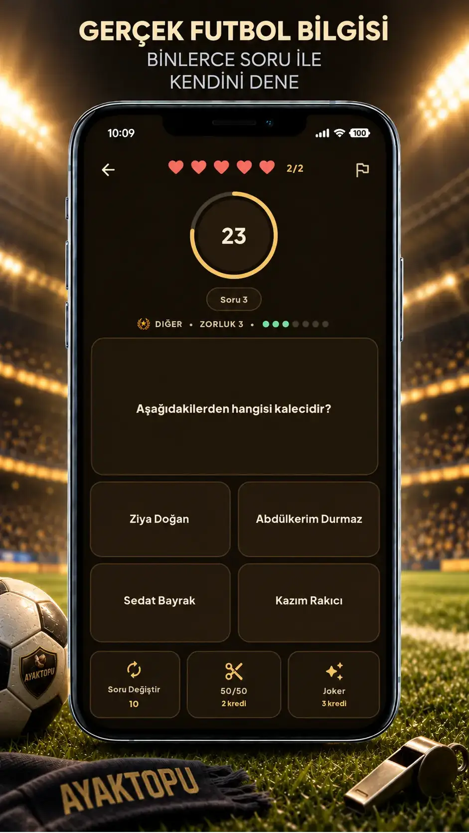 Ayaktopu soru ekranı